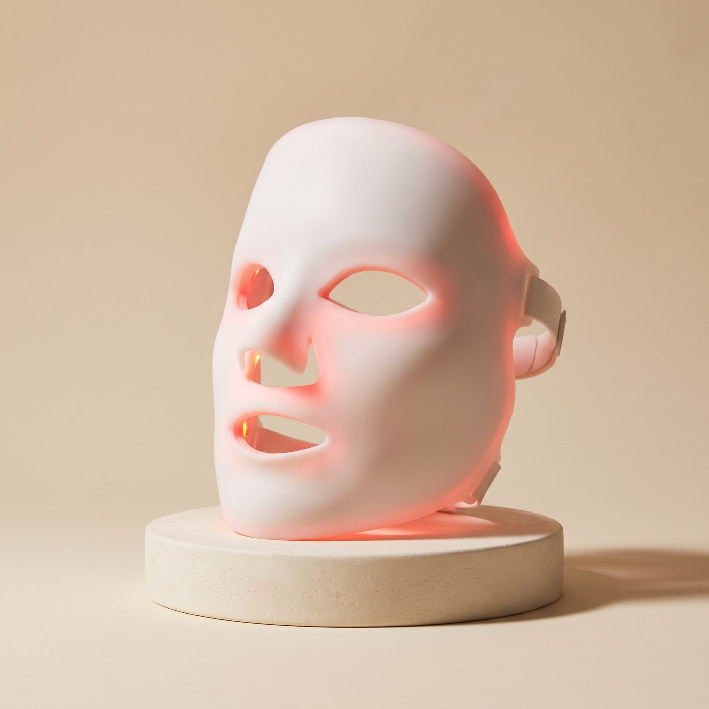 Le masque LED Nuit Carmin allumé en rouge